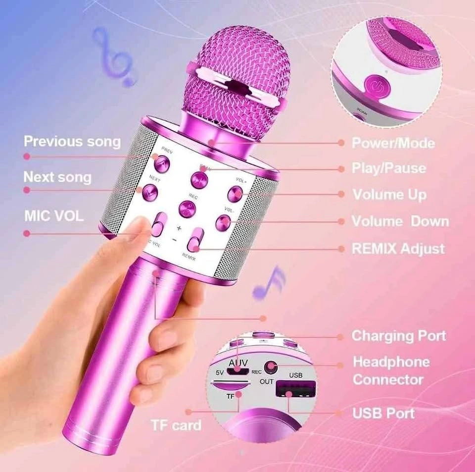 Portable Karaoke Microphone with Bluetooth and TF Card