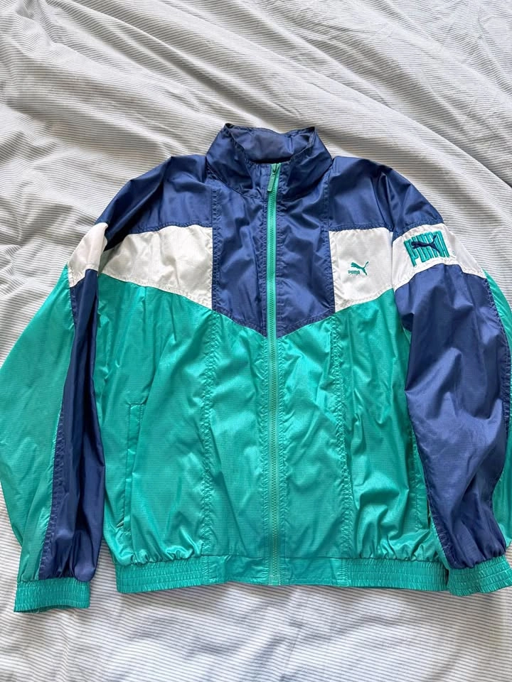 Vintage Puma Windbreaker Jacket – Retro 90s Colorblock