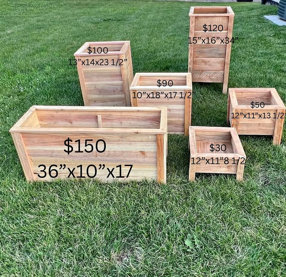 Handmade Cedar Planter Boxes – Multiple Sizes Available