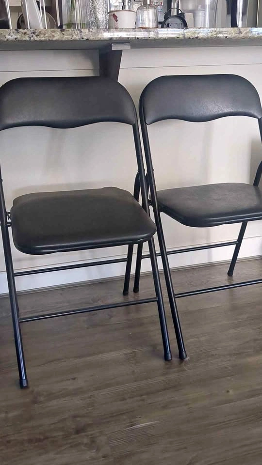 Set of 2 Black Padded Folding Chairs