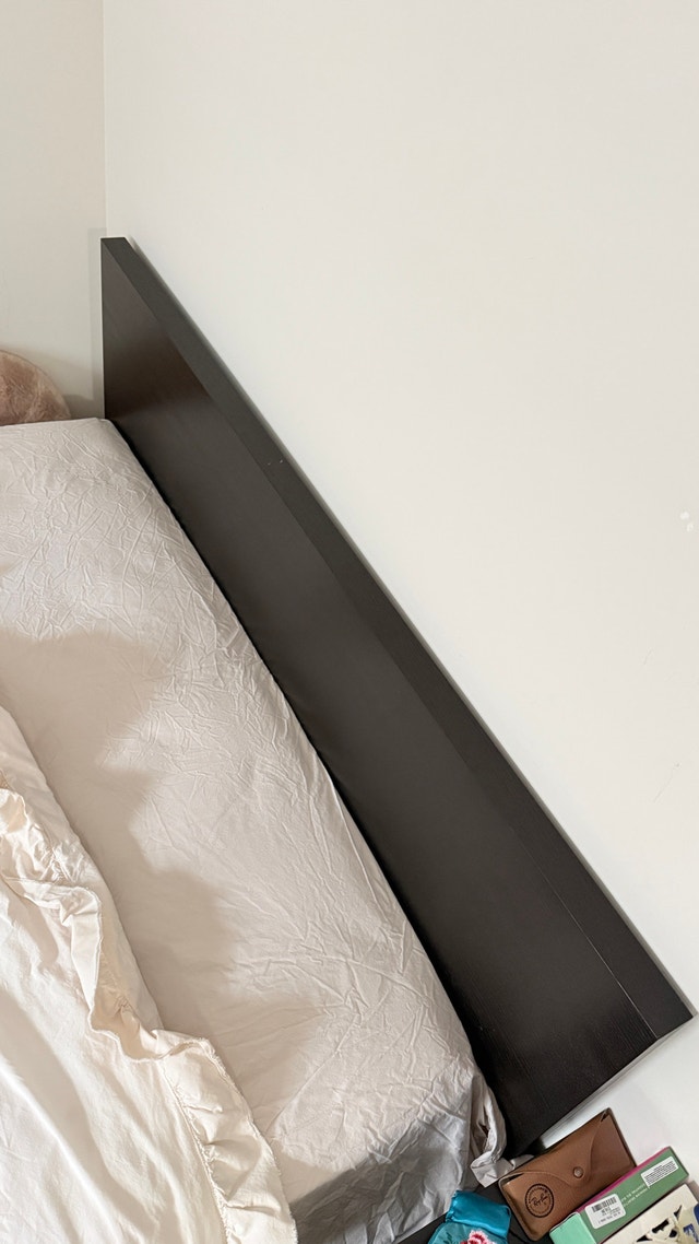 Bundle: Queen Bed, Mattress, Duvet, and Table