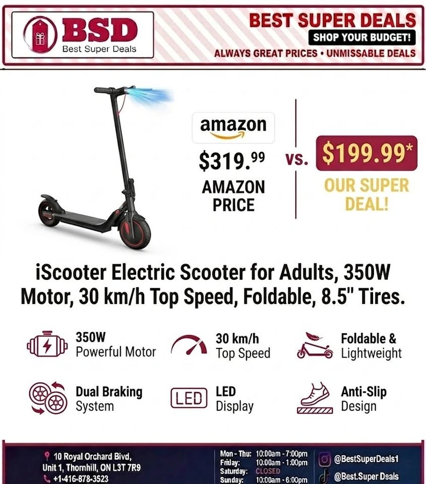 🛴 iScooter Electric Scooter for Adults - 350W Motor