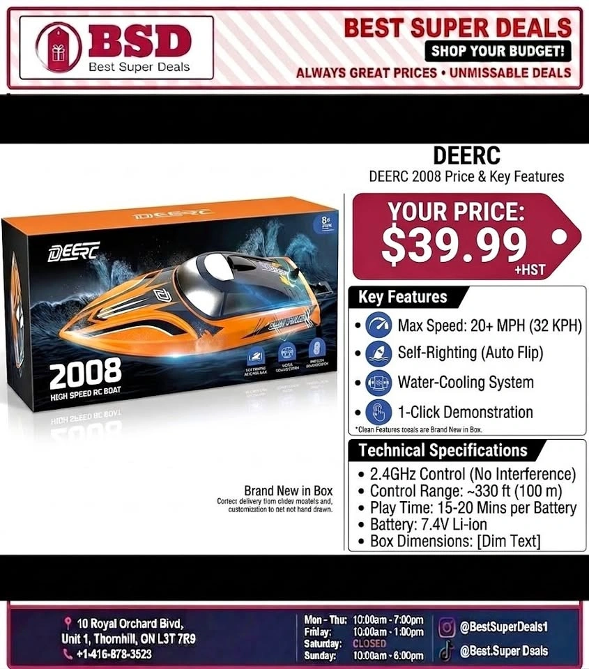 DEERC 2008 High Speed RC Boat Kit