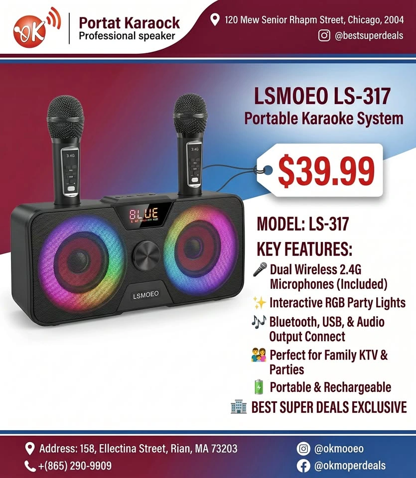 LSMOEO LS-317 Portable Karaoke Speaker System