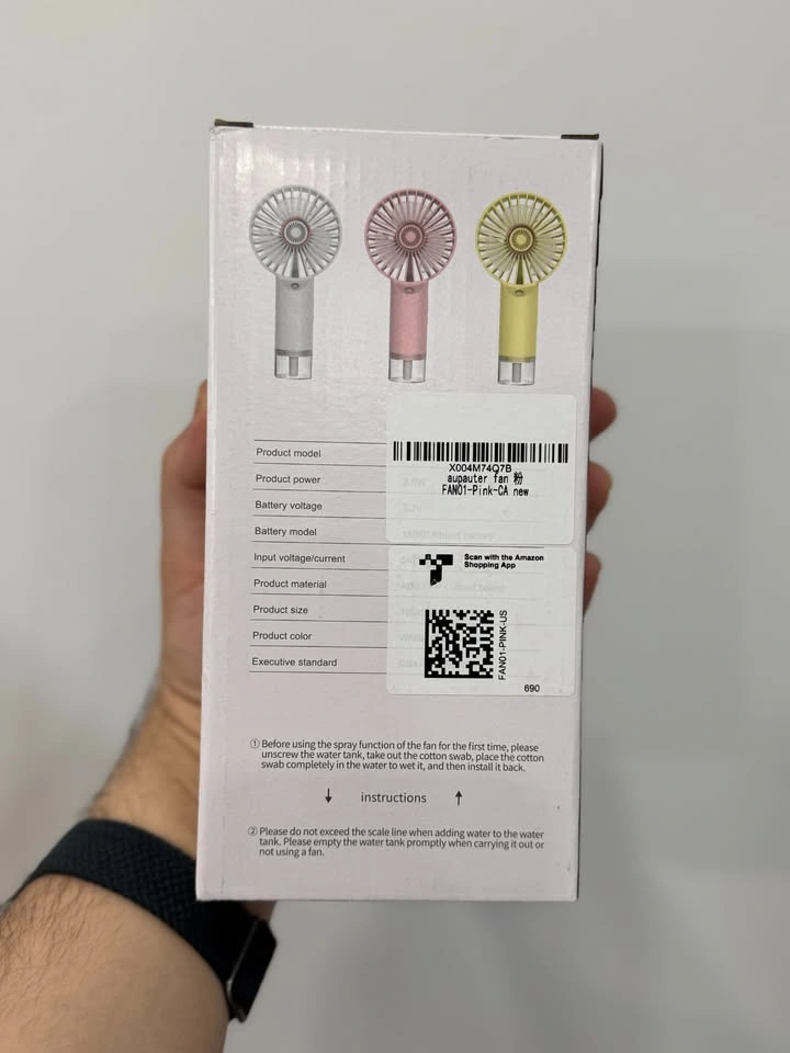 💨 Handheld Spray Fan (Pink) - photo 2