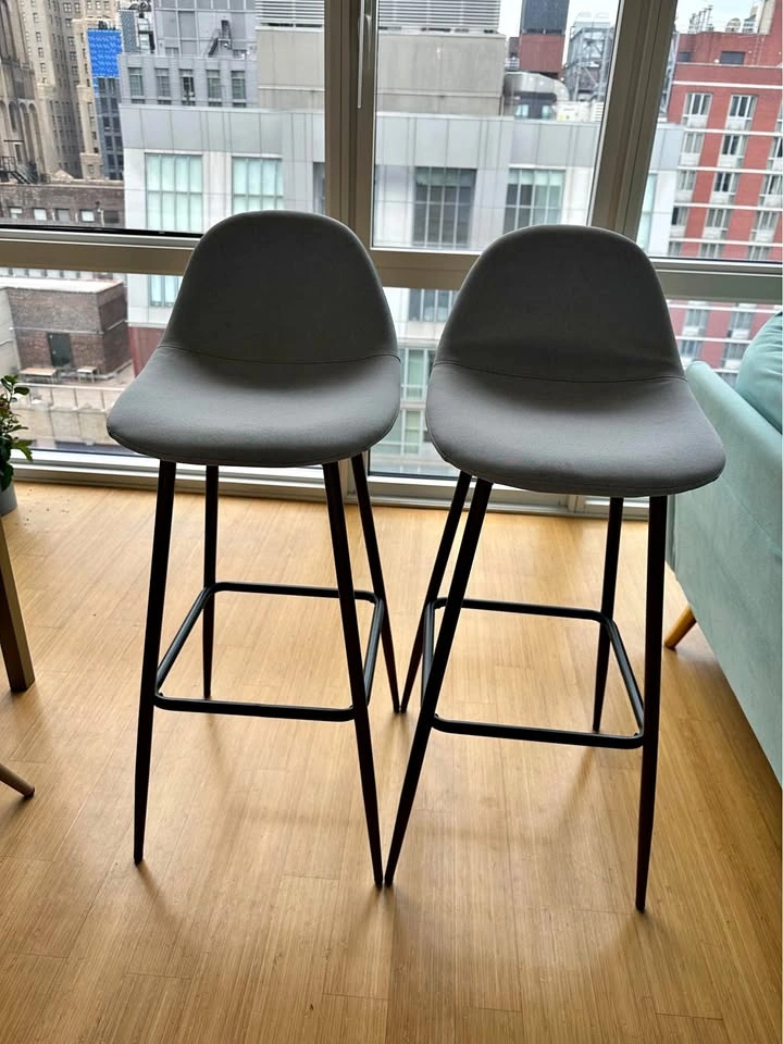 Copley Upholstered Barstool with Faux Leather Light Gray - Set o
