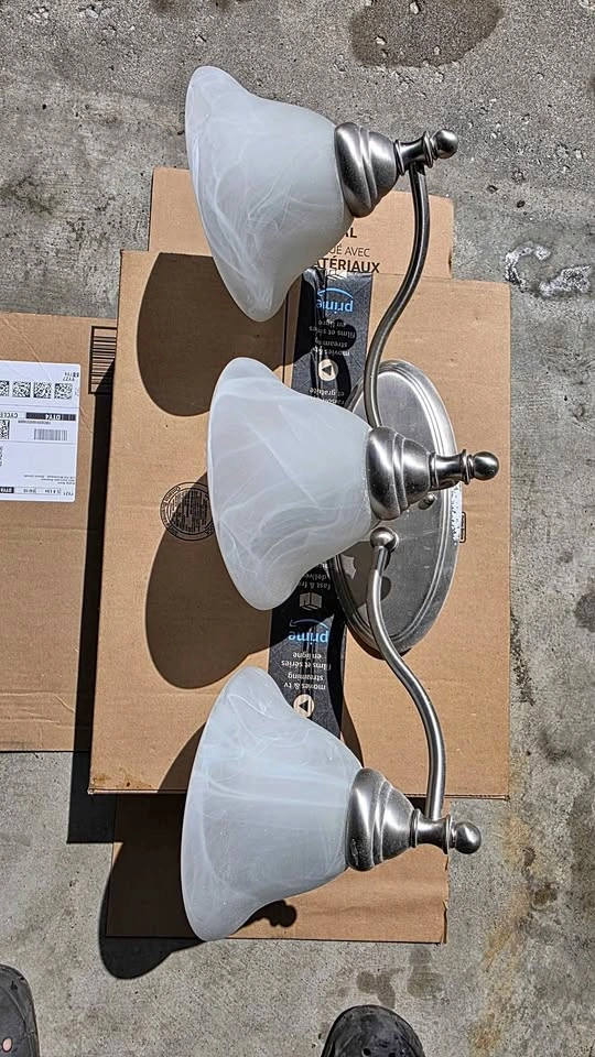 3-Light Brushed Nickel Bathroom Vanity Light