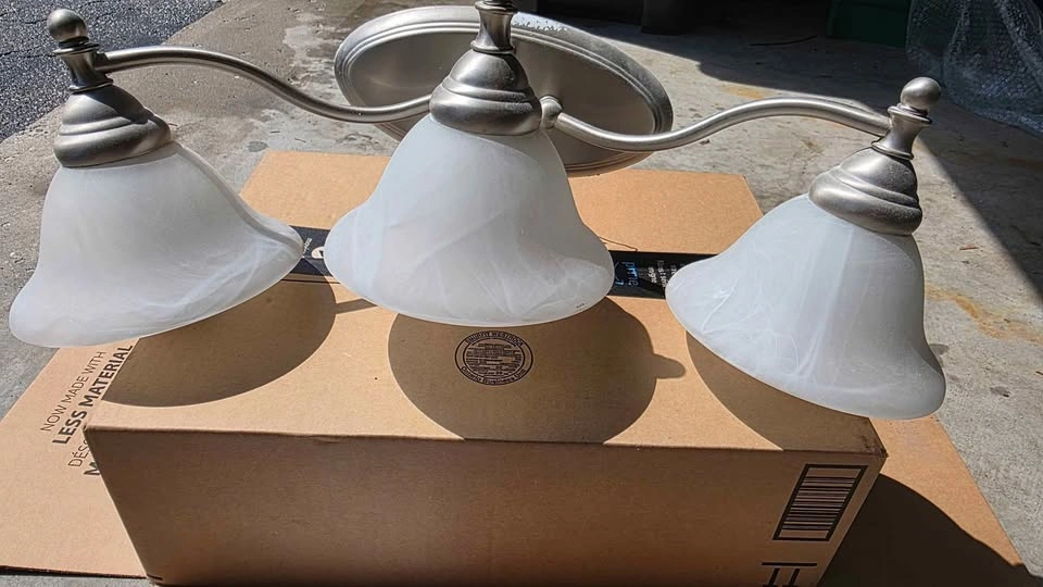 3-Light Brushed Nickel Bathroom Vanity Light - photo 2