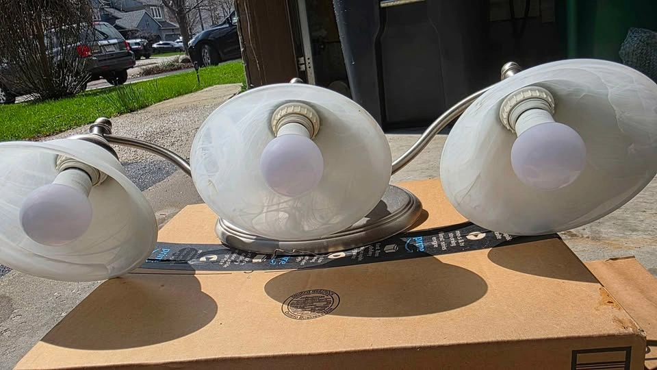 3-Light Brushed Nickel Bathroom Vanity Light - photo 3