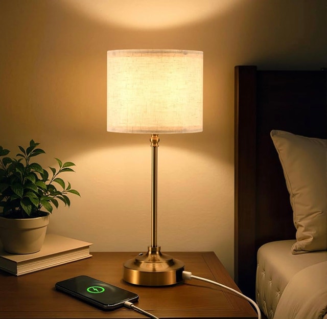 Bojim Fabric Shade Cordless Rechargeable LED Table Lamp Set of 2