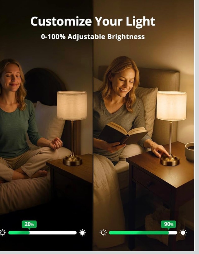 Bojim Fabric Shade Cordless Rechargeable LED Table Lamp Set of 2 - photo 2
