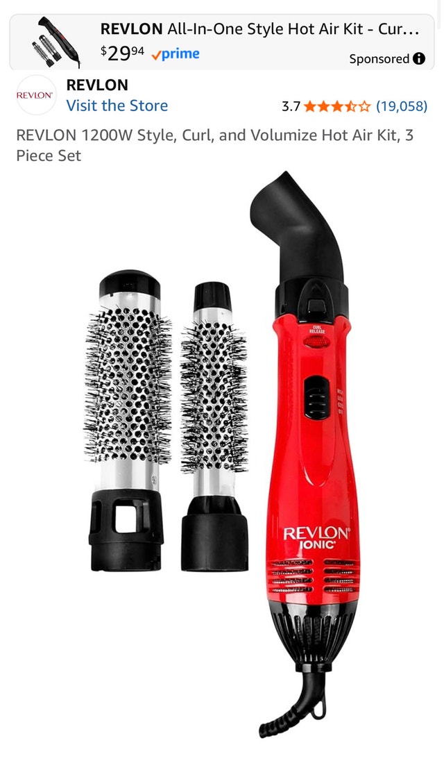 Revlon Hot Air Kit 3-in-1 Hair Styler Dryer, Curl and Volumize