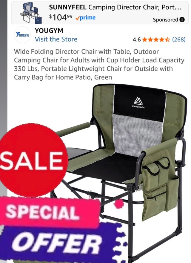 CampNacht New Folding Director's Camping Chair