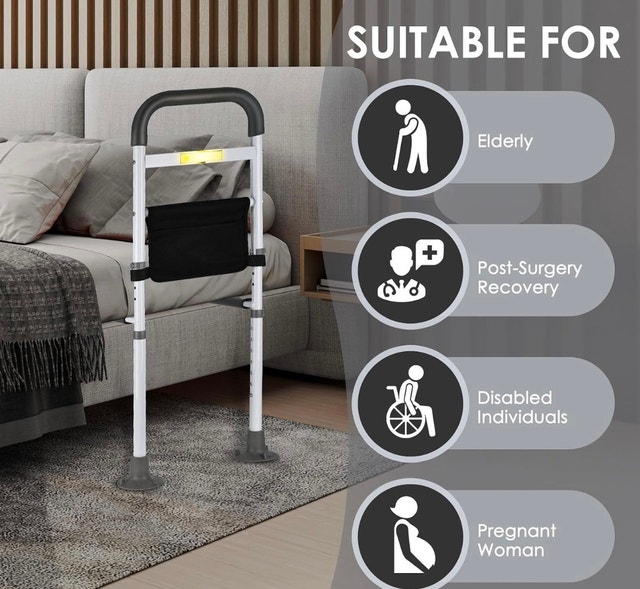Sofrose Bed Assist Rail Safety Grab Bar with Storage Pouch - photo 3