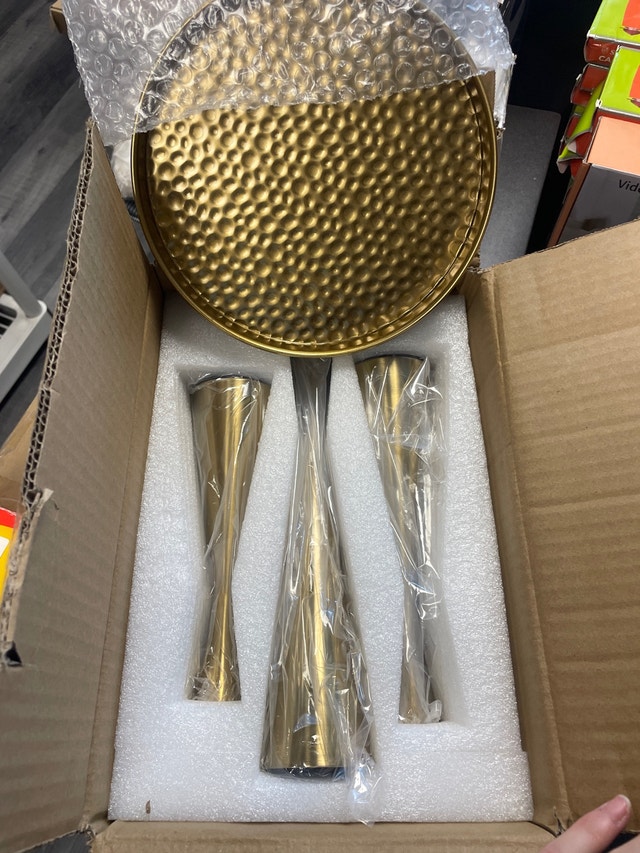 Modern Gold Cone Candlestick Holders Set – 3 Pieces – Brand New - photo 3