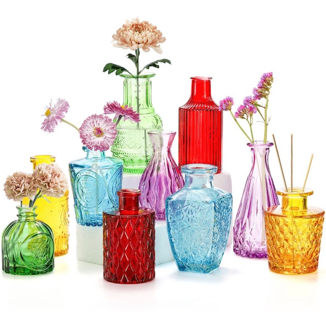 Vintage Colored Glass Bud Vases – Brand New