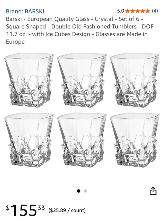 Premium Crystal Glass DOF Whiskey Set – 6 Pieces