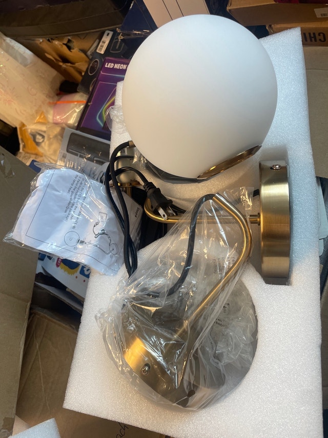 Modern Mid-Century Gold Globe Wall Sconce / Light Fixture - photo 2