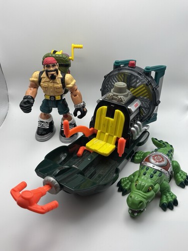 VTG Fisher Price Rescue Heroes Swamp Skimmer Boat With Reed Mars
