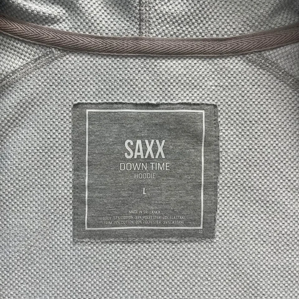 SAXX Down Time Full Zip Hoodie Grey Heather Men's L image indicator(3)