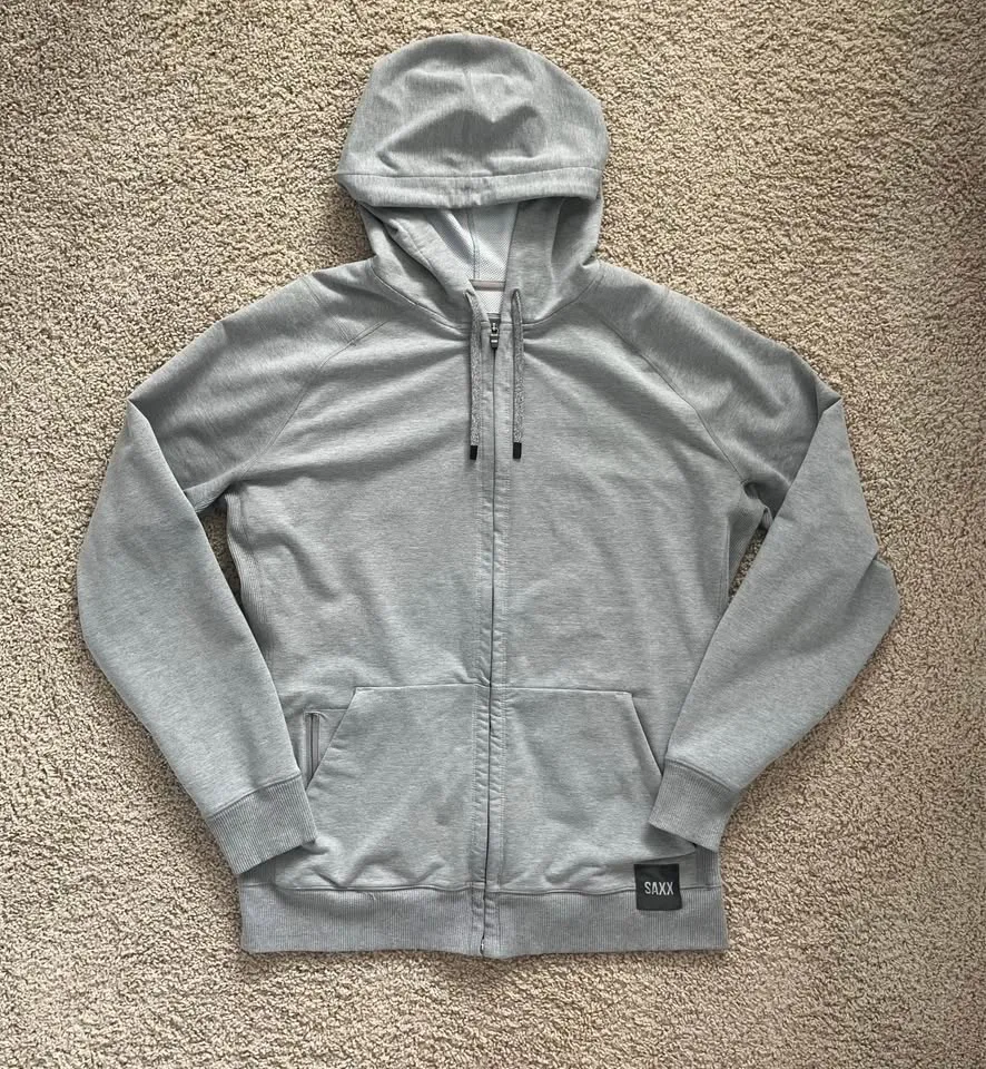 SAXX Down Time Full Zip Hoodie Grey Heather Men's L image indicator(8)