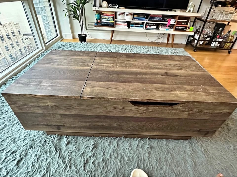 Lift top block coffee table with storage