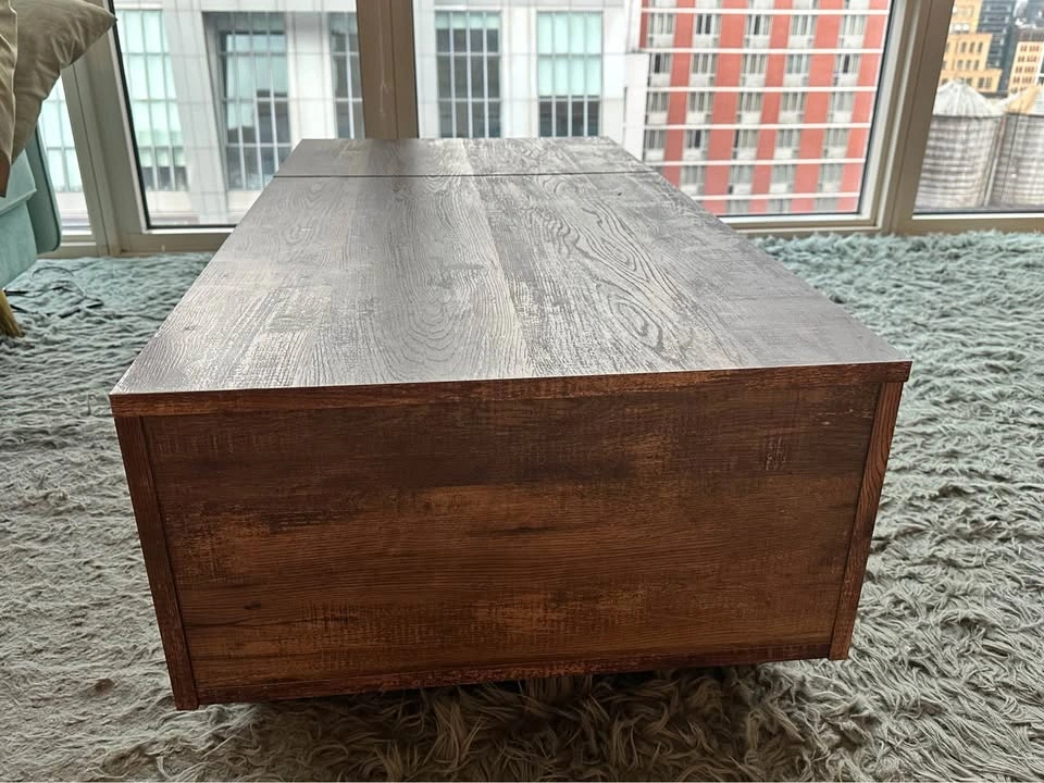 Lift top block coffee table with storage - photo 3
