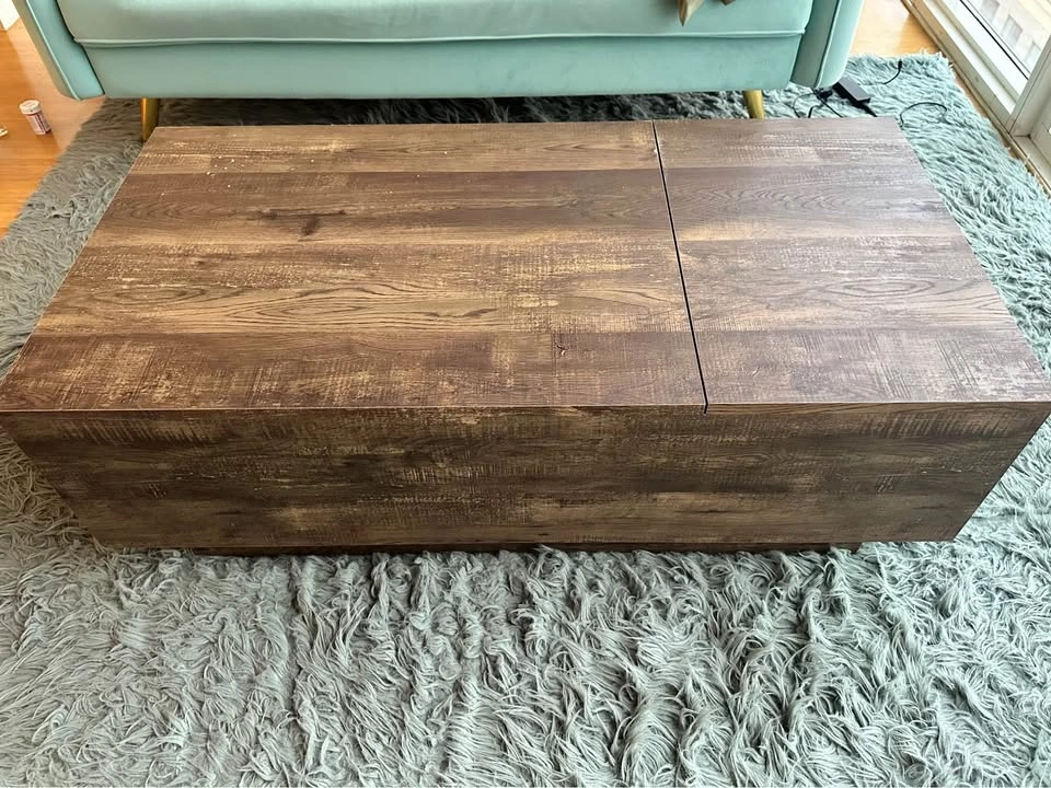 Lift top block coffee table with storage - photo 4