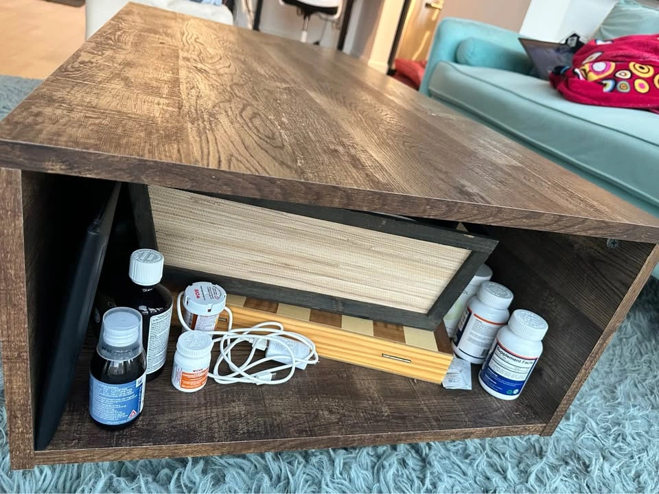 Lift top block coffee table with storage - photo 5