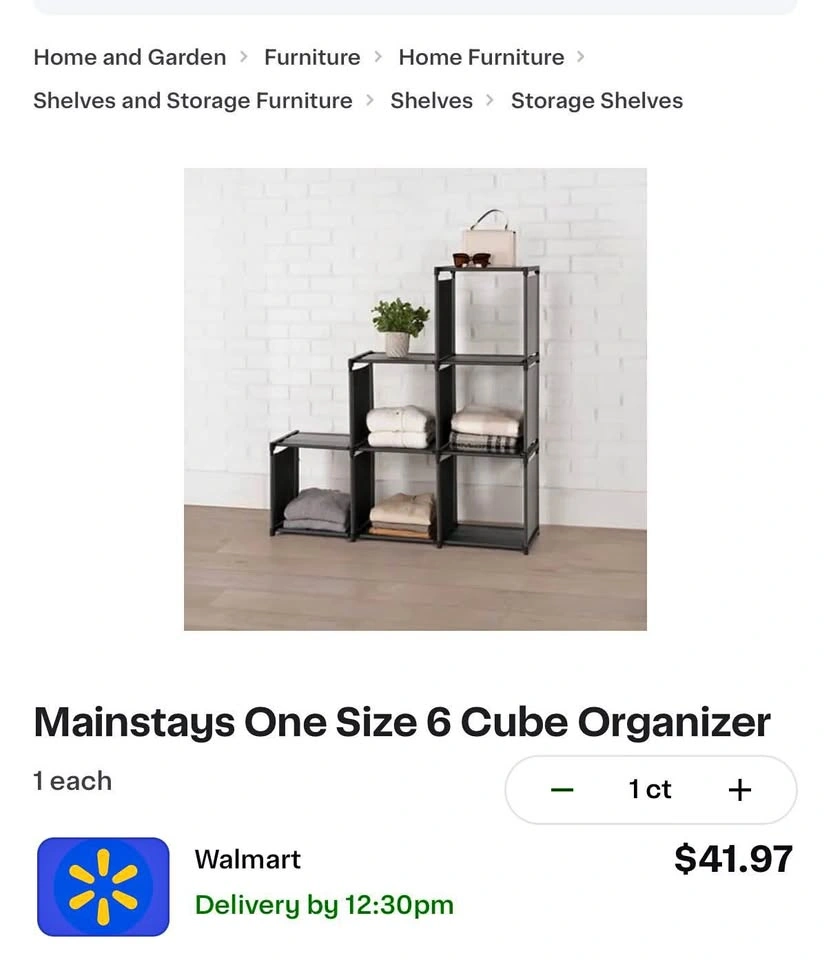 Mainstays 6-Cube Wardrobe/Storage Organizer