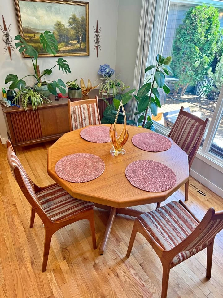Vintage Mid Century Teak Dining Set with 4 Chairs
