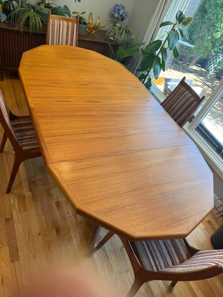 Vintage Mid Century Teak Dining Set with 4 Chairs - photo 5