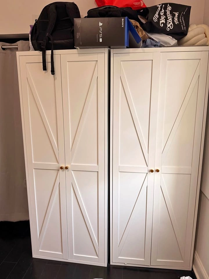 Tall White Metal Kitchen Pantry Storage Cabinets (2 Available)