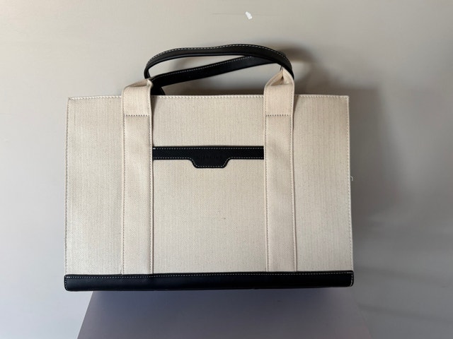 Beige Canvas Tote Bag | Laptop Bag | Office & Travel Bag