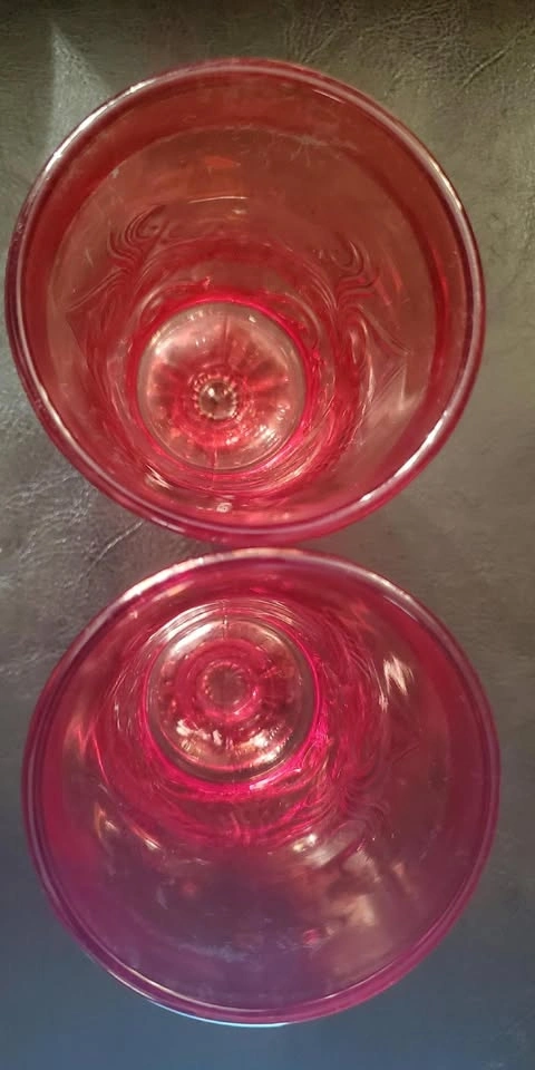 Pair of Vintage Ruby Red Pressed Glass Goblets - photo 2