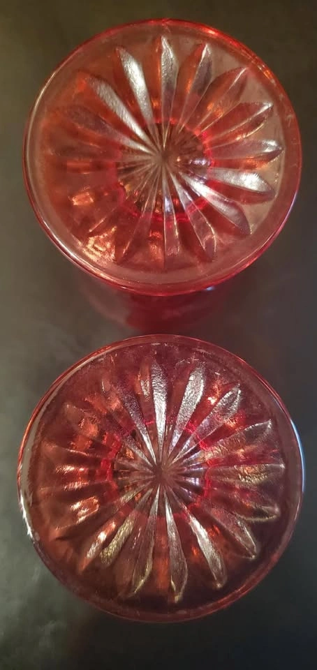 Pair of Vintage Ruby Red Pressed Glass Goblets - photo 3
