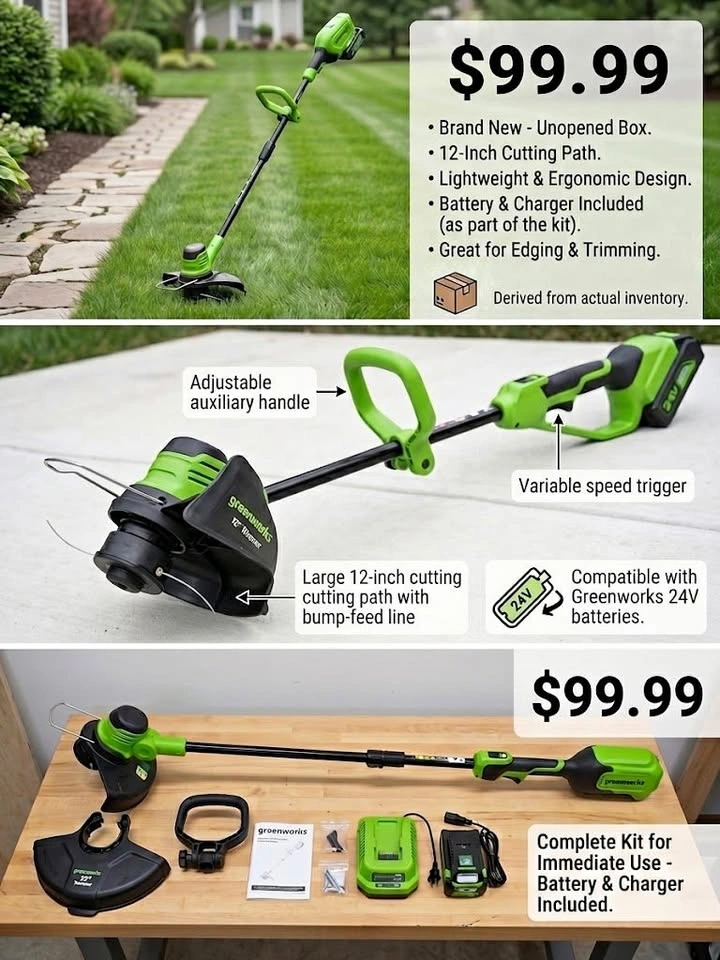 Greenworks 40V 12" Cordless String Trimmer Kit
