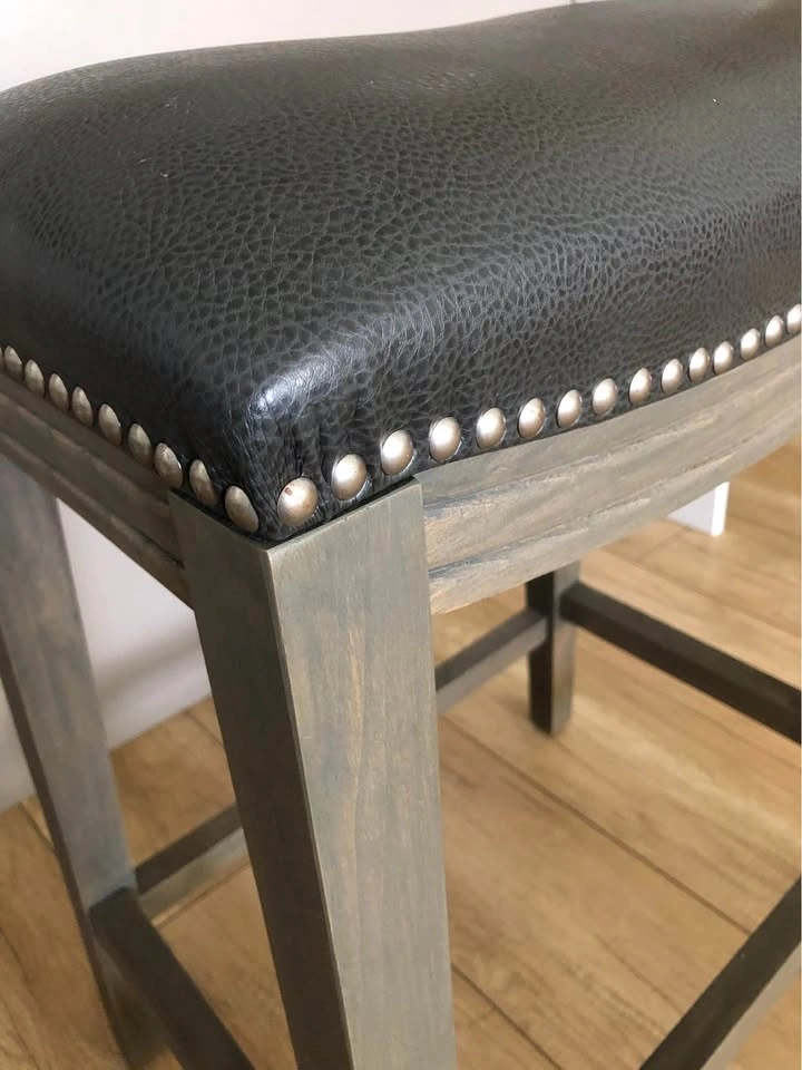 2x Thick Padded Counter Height Stools - Weathered Wood Frame - photo 3