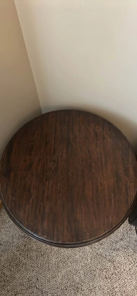 Vintage Round Wood Side Table with Ball and Claw Feet - photo 2