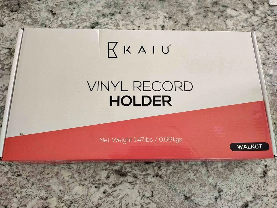 Brand New KAIU Vinyl Record Holder - Walnut Finish (Holds 50 LPs