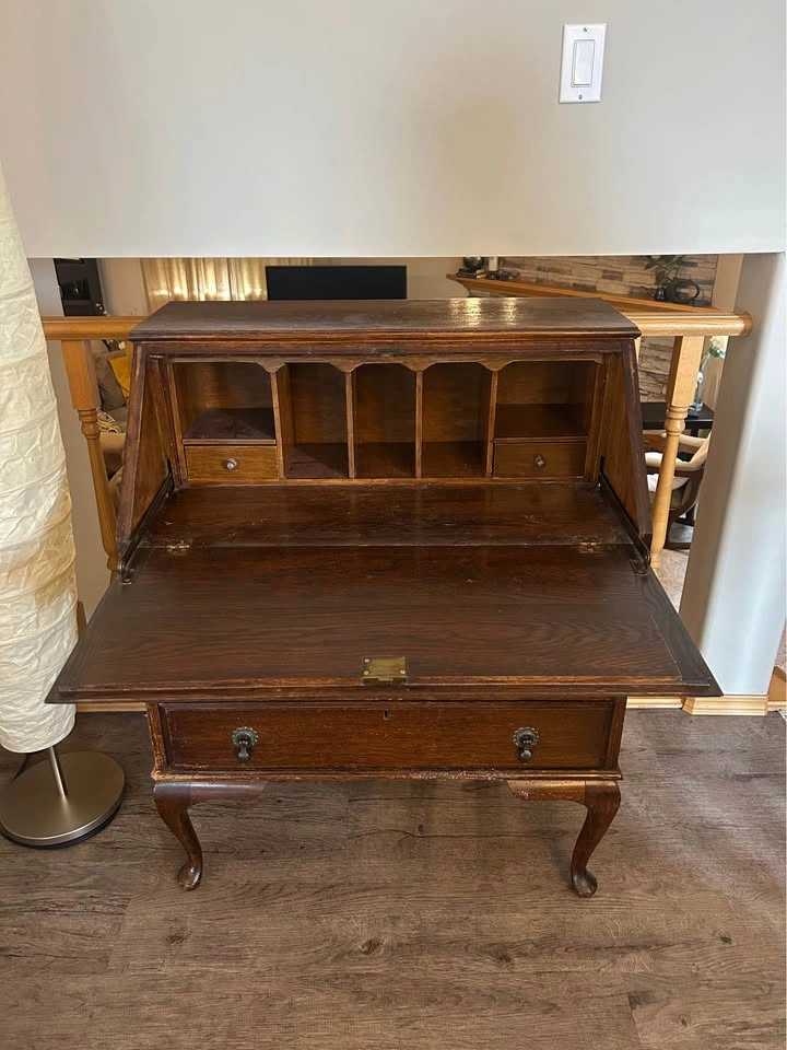 Antique Oak Slant-Front Secretary Desk - photo 2