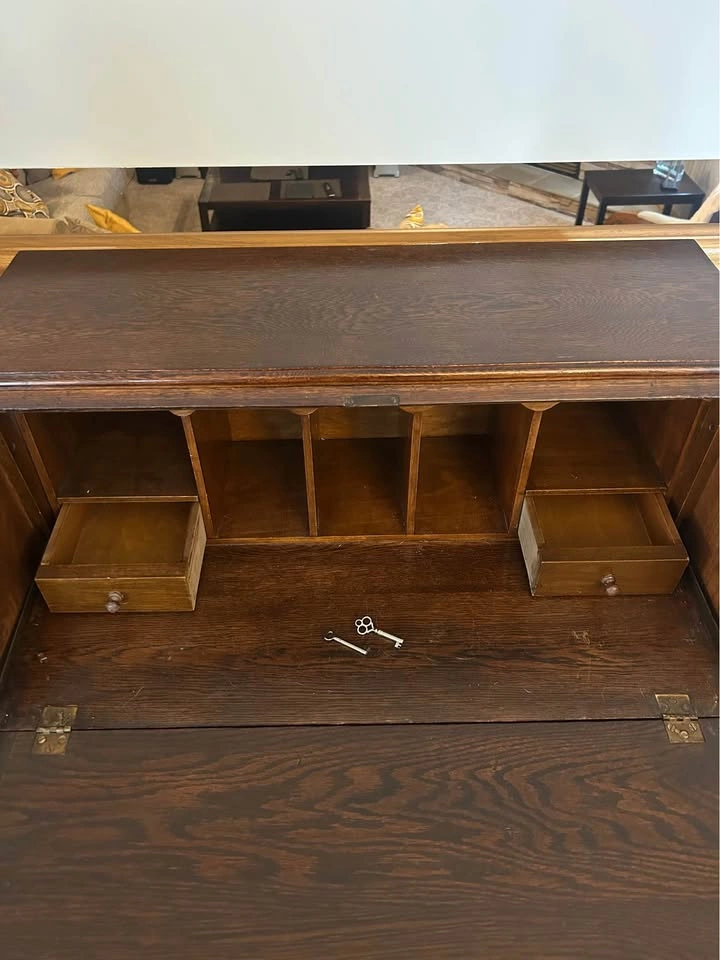 Antique Oak Slant-Front Secretary Desk - photo 3