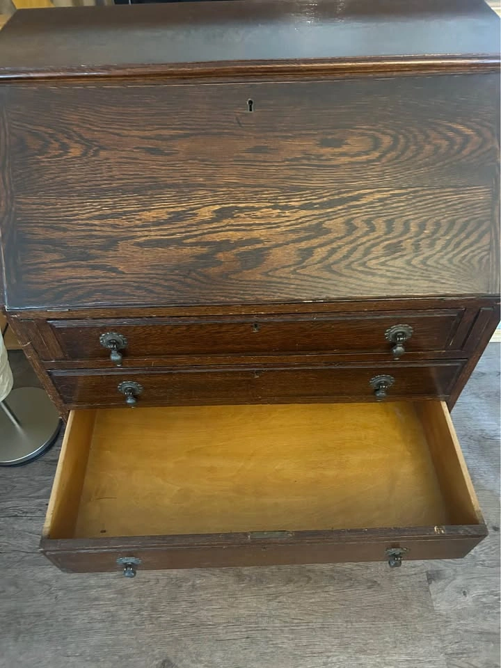 Antique Oak Slant-Front Secretary Desk - photo 5