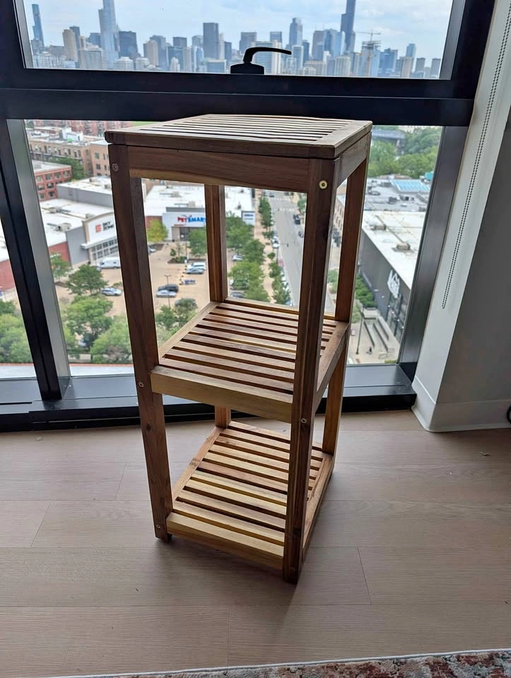 Mesa 3-Shelf Acacia Wood Storage Tower