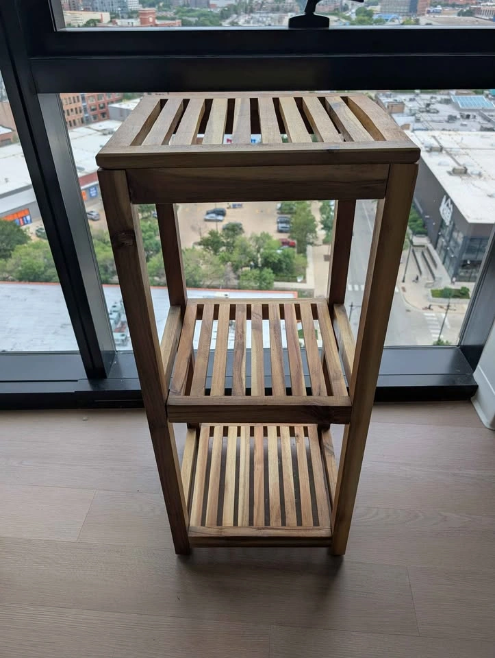 Mesa 3-Shelf Acacia Wood Storage Tower - photo 2