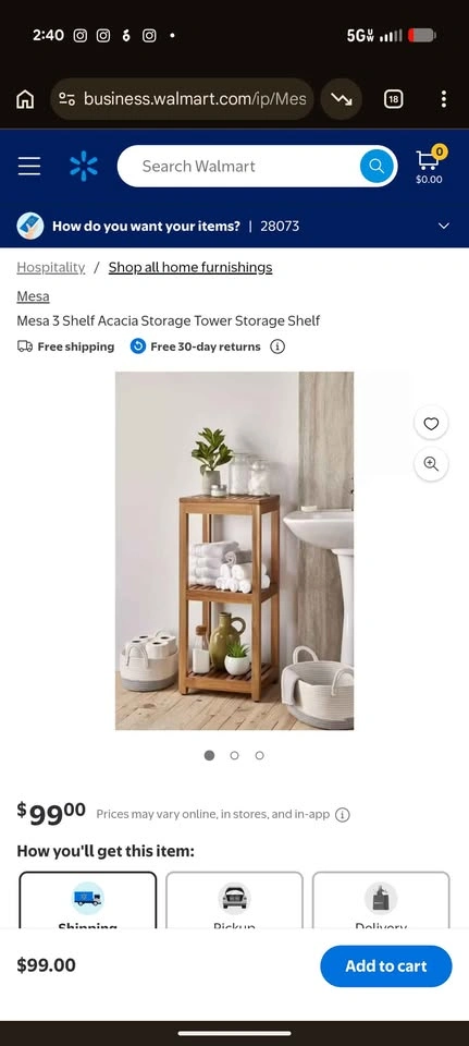 Mesa 3-Shelf Acacia Wood Storage Tower - photo 3