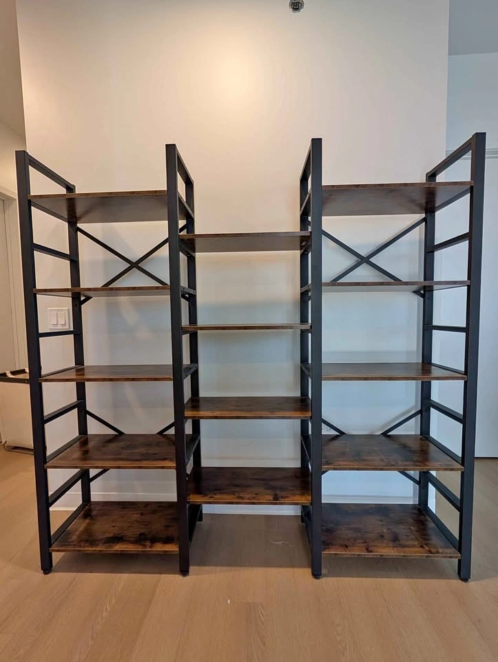 TribeSigns Triple Wide 5-Tier Industrial Bookshelf