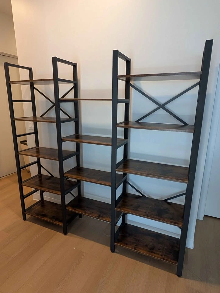TribeSigns Triple Wide 5-Tier Industrial Bookshelf - photo 2