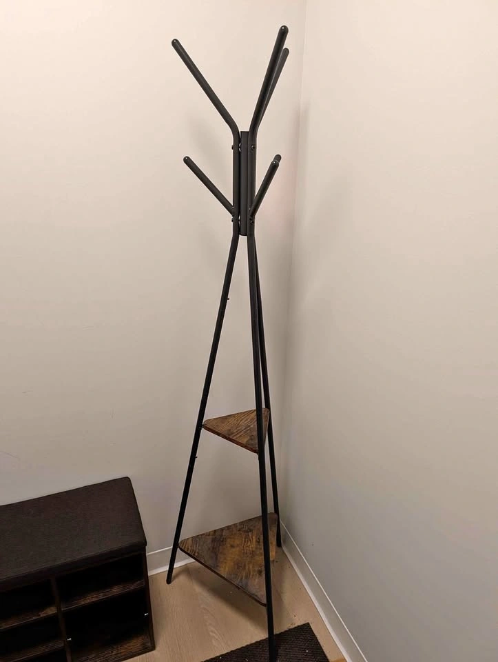 Industrial Modern Freestanding Coat Rack & Shelf Stand