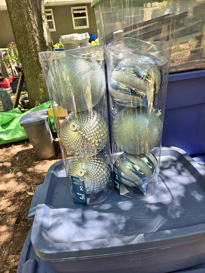 Large Pale Teal and Silver Christmas Balls